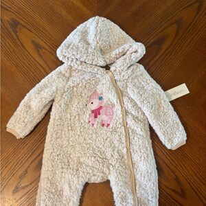 MiniBean Cozy Hooded Baby Onesie with Pink Fox